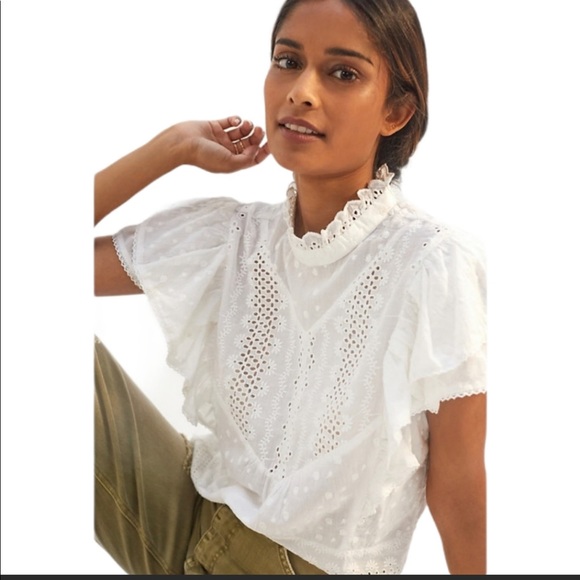 Anthropologie Tops - NWT Anthropologie Love the Label white eyelet top